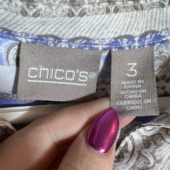 Chico's Coral Venetian Murals Modern Utility Button Up Shirt, Chico's Size 3 - Picture 8 of 10